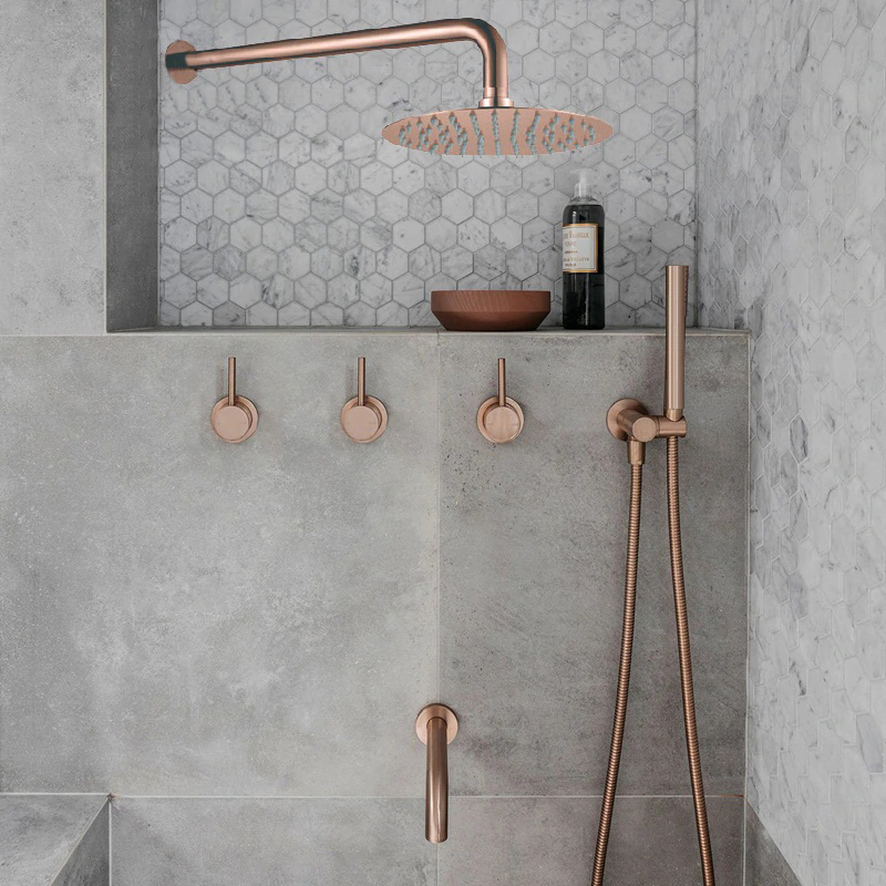 Fontana 12" Verona Solid Brass Wall Mount Triple Mixer Bathroom Shower Set